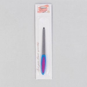 Пилка металлическая для ногтей, прорезиненная ручка, 15 см, на блистере, цвет МИКС