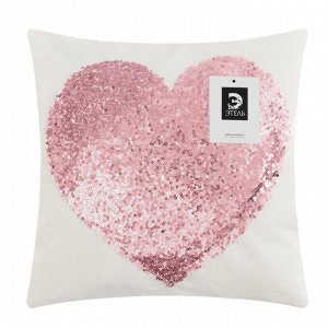 Чехол на подушку Этель "Сердце" цв. розовый,40 х 40 см, велюр