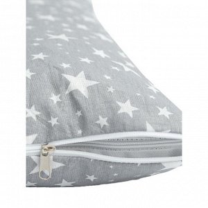 Подушка ортопедическая валик с лузгой гречихи, размер 20х50 см, звезды, цвет серый