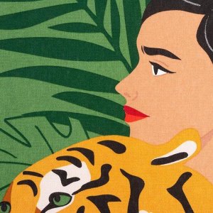 Набор кухонных полотенец Доляна «Новый год: Girl and tiger» 35х60 см-2шт., 100% хлопок, 160 г/м2