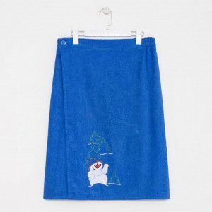 Килт мужской 70х150, цвет синий, вышивка «Снеговик»