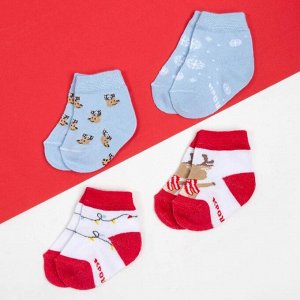 Набор новогодних детских носков Крошка Я «Оленёнок», 4 пары, 6-8 см
