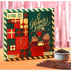 Подарочный набор «С Новым годом»: чай 50 г., молочный шоколад 70 г.