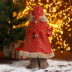 Дед Мороз "В красной шубке в клетку с подарками" 20х40 см