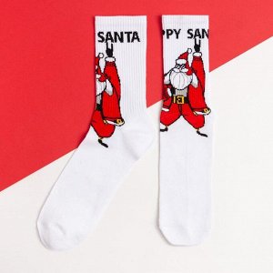 Носки новогодние мужские KAFTAN "Happy Santa" размер 41-44 (27-29 см), белый