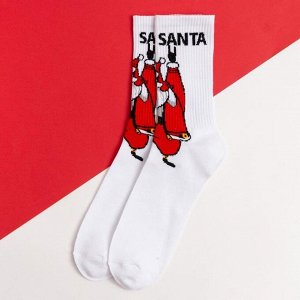 Носки новогодние мужские KAFTAN "Happy Santa" размер 41-44 (27-29 см), белый