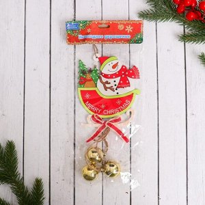 Украшение ёлочное "Рождественский венок с шариками" снеговик в санках 10х23 см