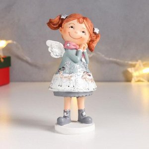 Сувенир полистоун "Малышка-ангелок в новогоднем платье с оленями" МИКС 15х7х7,5 см