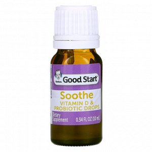 Gerber, Soothe, пробиотические капли с витамином D, для младенцев с рождения, 10 мл (0,34 жидк. унции)