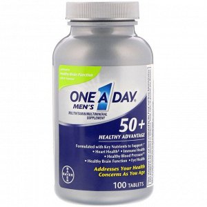 One-A-Day, Men's 50+, Healthy Advantage, мультивитаминная/мультиминеральная добавка, 100 таблеток