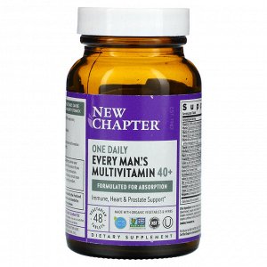New Chapter, Every Man, ежедневная мультивитаминная добавка для мужчин старше 40 лет, 48 вегетарианских таблеток