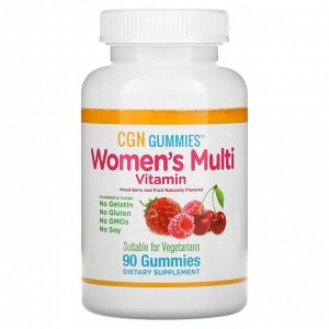 California Gold Nutrition, мультивитаминный комплекс для женщин, ягодный и фруктовый вкус, 90 жевательных конфет