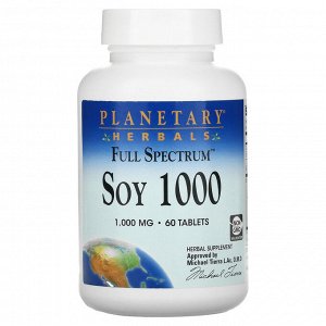 Planetary Herbals, Full Spectrum Soy 1000, комплекс изофлавонов сои, 1000 мг, 60 таблеток