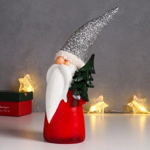 Сувенир полистоун "Дед Мороз в красной шубе, колпак-мишура, с ёлкой" 31х10,5х7 см