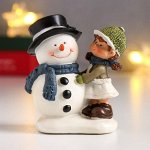 Сувенир полистоун &quot;Девочка с снеговиком&quot; 8,8х7,2х4,2 см