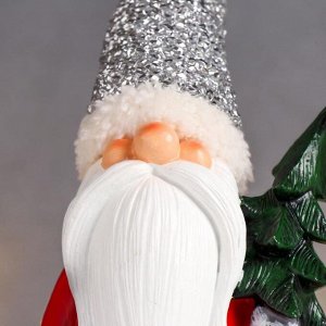 Сувенир полистоун "Дед Мороз в красной шубе, колпак-мишура, с ёлкой" 31х10,5х7 см