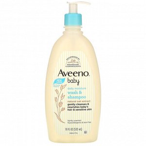 Aveeno, детское увлажняющее средство для мытья тела и шампунь, с легким запахом, 532 мл (18 жидк. унций)