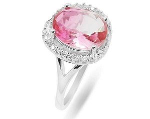 Кольцо, радужный кварц розовый, Адели