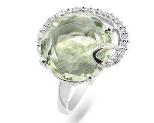 Кольцо, зеленый аметист, Галетта
