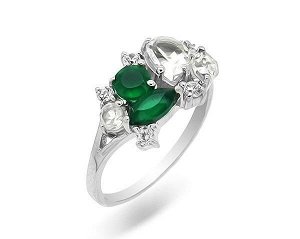 Кольцо, зеленый агат , зеленый аметист, Эдвидж