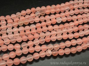 Бусины из халцедона искусственного шарик 10мм цв.розовый матовый, 38см, 37 бусин