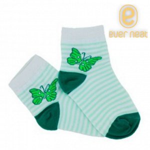 Носки для девоч 61-001 (ЕН)  бабочка бел/зелен