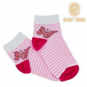 Носки для девоч 61-001 (ЕН)  бабочка бел/розов.