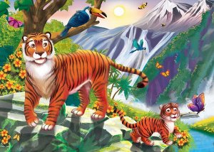 М-1398 Набор для творчества Рыжий кот Мозаика гелевая Дружелюбные тигры 19х26 см Символ года 2022
