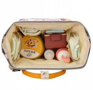 Сумка-рюкзак для мам, принт "Лица", цвет синий/розовый/оранжевый