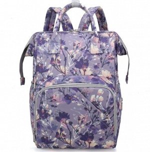 Сумка-рюкзак для мам, принт "Цветы", цвет фиолетовый