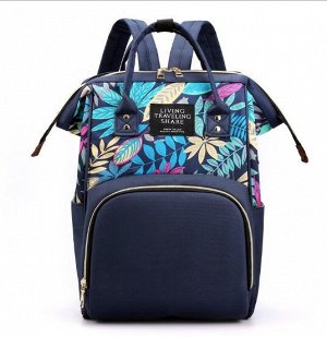 Сумка-рюкзак для мам, принт "Тропический", цвет синий