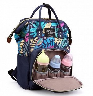 Сумка-рюкзак для мам, принт "Тропический", цвет черный