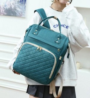 Сумка-рюкзак для мам, со стеганым карманом, цвет зеленый