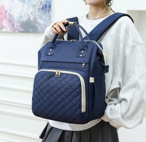 Сумка-рюкзак для мам, со стеганым карманом, цвет синий