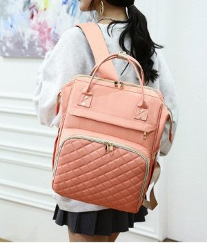 Сумка-рюкзак для мам, со стеганым карманом, цвет розовый
