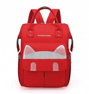 Сумка-рюкзак для мам, принт "Кошачьи ушки", цвет красный