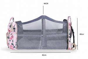 Сумка-рюкзак для мам, с выдвижной кроваткой для ребенка, принт &quot;Розы&quot;, цвет розовый