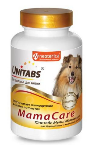 Unitabs Mama Care с В9 витамины для беременных собак 100 табл