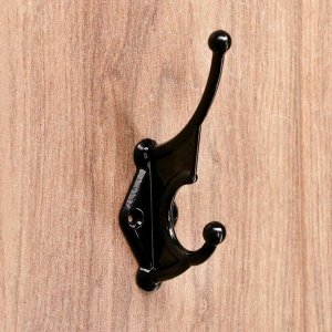 TAS-PROM Крючок мебельный «Винтаж», двухрожковый, металл, цвет чёрный