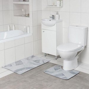 Набор ковриков для ванной и туалета Доляна «Тига», 2 шт: 50x80, 50x40 см