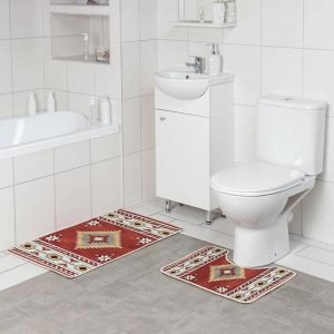 Набор ковриков для ванной и туалета Доляна «Мира», 2 шт: 50?80, 50?40 см
