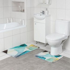 Набор ковриков для ванны и туалета Доляна «Эмоции», 2 шт: 50x80, 50x40 см
