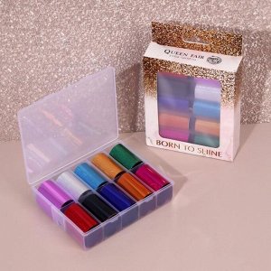 Набор переводной фольги для дизайна ногтей «Born to shine», 4 x 100 см, 10 шт, цвет разноцветная голография