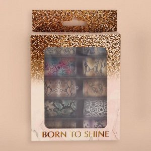 Набор переводной фольги для дизайна ногтей «Born to shine animal», 4 х 100 см, 10 шт, разноцветная