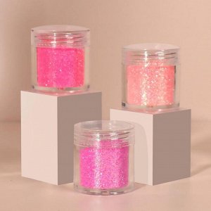 Блёстки для декора «Pink glitter», крупные/мелкие, 3 баночки