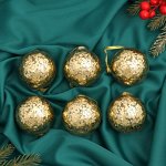 Набор шаров пластик d-6 см, 6 шт &quot;Праздничное настроение круги&quot; золото