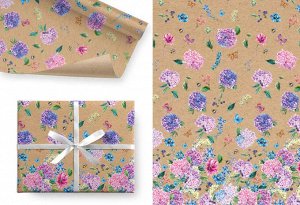 Упаковочная бумага "Цветы и бабочки"