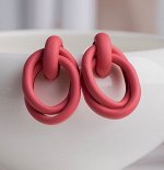 Серьги металл &quot;Боттега&quot; два овала, цвет синий