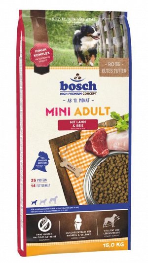Bosch Mini Adult с ягнёнком и рисом сухой корм для собак 3 кг