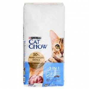 Сухой корм CAT CHOW FELINE 3в1 для кошек,  птица/индейка, 15 кг